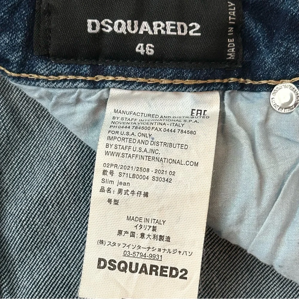 Dsquared2 Jeans 46 Blue Distressed Slim Button Fly Designer Denim Italy